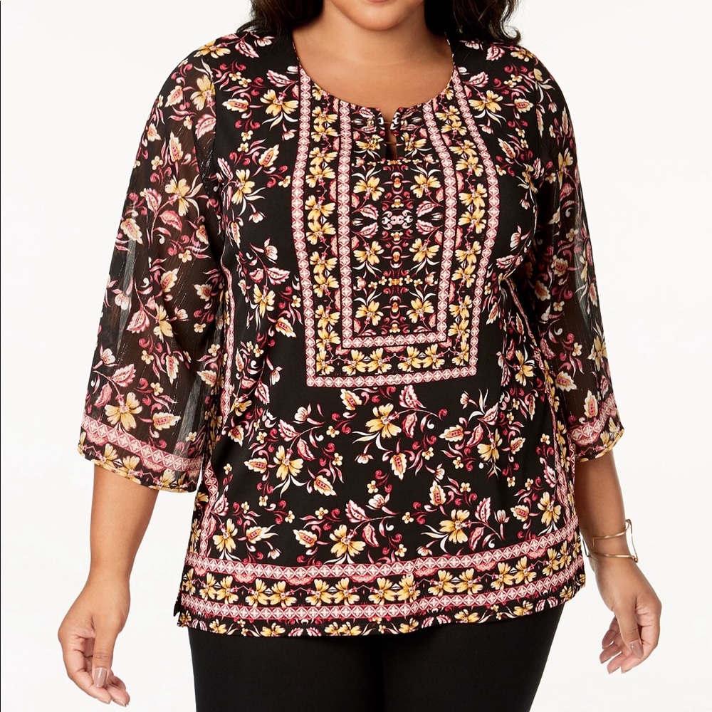 NWT JM Collection Fall Gold Accent Top Size 3X